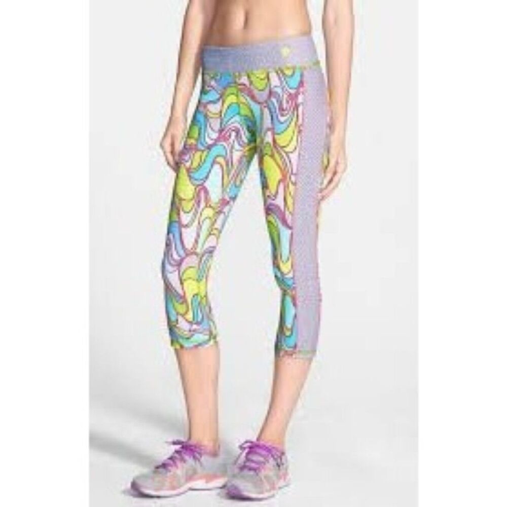 Trina Turk Women’s Multicolored Psychedelic Swirl Cropped Capri Leggings Size S